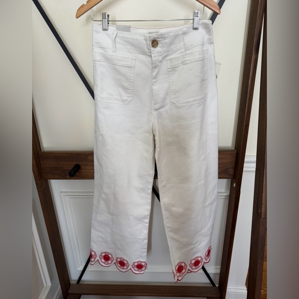 NWOT size 29 Anthropologie Maeve The Colette Scallop-Hem Crop Wide-Leg Jeans - Picture 4 of 7